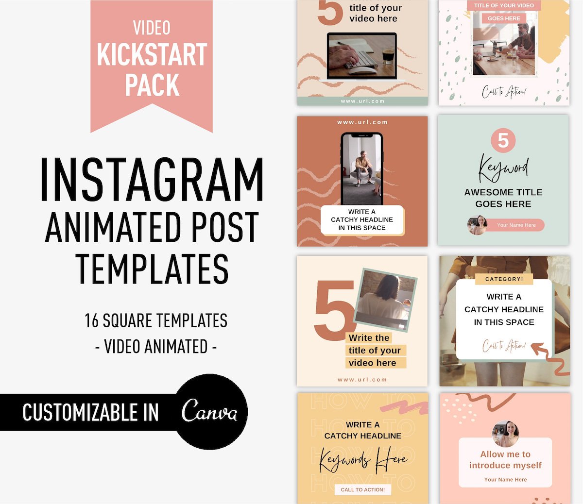 GIF Animation Engagement Pack . Instagram Templates Canva . 